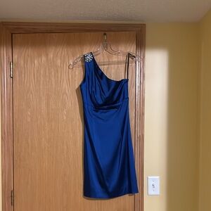 Elegant Blue One-Shoulder Dress